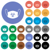 Face mask with biohazard symbol multi colored flat icons on round backgrounds. Included white, light and dark icon variations for hover and active status effects, and bonus shades. - Face mask with biohazard symbol round flat multi colored icons