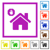 Home quarantine flat color icons in square frames on white background - Home quarantine flat framed icons