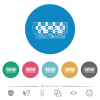Roulette table flat white icons on round color backgrounds. 6 bonus icons included. - Roulette table flat round icons