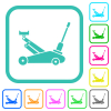 Car jack vivid colored flat icons in curved borders on white background - Car jack vivid colored flat icons