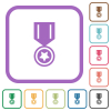 Medal with star simple icons - Medal with star simple icons in color rounded square frames on white background