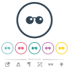 Sunglasses flat color icons in round outlines. 6 bonus icons included. - Sunglasses flat color icons in round outlines