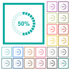 50 percent loaded flat color icons with quadrant frames on white background - 50 percent loaded flat color icons with quadrant frames