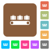 Luggage conveyor flat icons on rounded square vivid color backgrounds. - Luggage conveyor rounded square flat icons