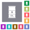 Oil barrel flat icons on simple color square backgrounds - Oil barrel square flat icons