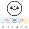 Incorrect social distancing flat color icons in round outlines. 6 bonus icons included. - Incorrect social distancing flat color icons in round outlines