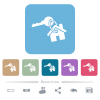 Key and house on keyring white flat icons on color rounded square backgrounds. 6 bonus icons included - Key and house on keyring flat icons on color rounded square backgrounds