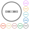 Horizontal scroll bar flat color icons in round outlines on white background - Horizontal scroll bar flat icons with outlines