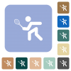 Tennis player white flat icons on color rounded square backgrounds - Tennis player rounded square flat icons