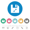 Uncompress file flat round icons - Uncompress file flat white icons on round color backgrounds. 6 bonus icons included.