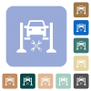 Car service rounded square flat icons - Car service white flat icons on color rounded square backgrounds