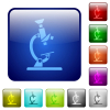 Microscope icons in rounded square color glossy button set - Microscope color square buttons
