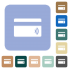 Contactless credit card rounded square flat icons - Contactless credit card white flat icons on color rounded square backgrounds