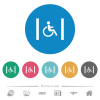 Handicapped parking flat white icons on round color backgrounds. 6 bonus icons included. - Handicapped parking flat round icons