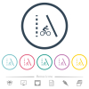 Bicycle lane flat color icons in round outlines. 6 bonus icons included. - Bicycle lane flat color icons in round outlines