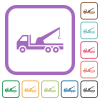 Crane truck simple icons in color rounded square frames on white background - Crane truck simple icons