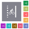 Bicycle lane flat icons on simple color square backgrounds - Bicycle lane square flat icons