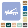 Crane truck white flat icons on color rounded square backgrounds - Crane truck rounded square flat icons