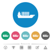 Freighter flat round icons - Freighter flat white icons on round color backgrounds. 6 bonus icons included.