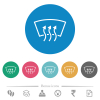 Windshield defrost flat white icons on round color backgrounds. 6 bonus icons included. - Windshield defrost flat round icons