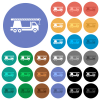 Crane truck multi colored flat icons on round backgrounds. Included white, light and dark icon variations for hover and active status effects, and bonus shades. - Crane truck round flat multi colored icons