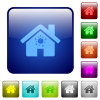 Home quarantine color square buttons - Home quarantine icons in rounded square color glossy button set