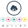 Cloud storage flat color icons in round outlines. 6 bonus icons included. - Cloud storage flat color icons in round outlines