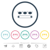 Mask manufacturing flat color icons in round outlines. 6 bonus icons included. - Mask manufacturing flat color icons in round outlines
