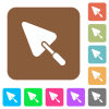 Trowel flat icons on rounded square vivid color backgrounds. - Trowel rounded square flat icons