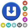 Download beveled buttons - Download round color beveled buttons with smooth surfaces and flat white icons