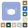 Medical face mask white flat icons on color rounded square backgrounds - Medical face mask rounded square flat icons