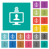 Video conference square flat multi colored icons - Video conference multi colored flat icons on plain square backgrounds. Included white and darker icon variations for hover or active effects.