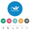 Oil level indicator flat round icons - Oil level indicator flat white icons on round color backgrounds. 6 bonus icons included.