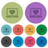 Online Dating on laptop color darker flat icons - Online Dating on laptop darker flat icons on color round background
