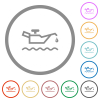 Oil level indicator flat color icons in round outlines on white background - Oil level indicator flat icons with outlines