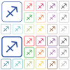 Sagittarius zodiac symbol color flat icons in rounded square frames. Thin and thick versions included. - Sagittarius zodiac symbol outlined flat color icons