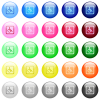 Handicapped parking icons in set of 25 color glossy spherical buttons - Handicapped parking icons in color glossy buttons