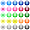 Barbell icons in set of 25 color glossy spherical buttons - Barbell icons in color glossy buttons