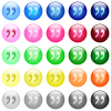 Quotation mark icons in set of 25 color glossy spherical buttons - Quotation mark icons in color glossy buttons