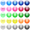 Quotation mark icons in set of 25 color glossy spherical buttons - Quotation mark icons in color glossy buttons