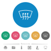 Windshield defrost flat white icons on round color backgrounds. 6 bonus icons included. - Windshield defrost flat round icons