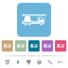 Crane truck white flat icons on color rounded square backgrounds. 6 bonus icons included - Crane truck flat icons on color rounded square backgrounds