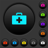 First aid kit dark push buttons with vivid color icons on dark grey background - First aid kit dark push buttons with color icons
