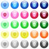 Human skull icons in set of 25 color glossy spherical buttons - Human skull icons in color glossy buttons