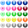 Push pin icons in set of 25 color glossy spherical buttons - Push pin icons in color glossy buttons