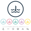 Critical temperature engine coolant flat color icons in round outlines. 6 bonus icons included. - Critical temperature engine coolant flat color icons in round outlines