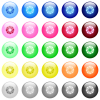 Aperture icons in set of 25 color glossy spherical buttons - Aperture icons in color glossy buttons