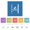 Bicycle lane flat white icons in square backgrounds. 6 bonus icons included. - Bicycle lane flat white icons in square backgrounds