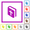 Holy bible flat framed icons - Holy bible flat color icons in square frames on white background