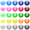 Printing papers icons in set of 25 color glossy spherical buttons - Printing papers icons in color glossy buttons